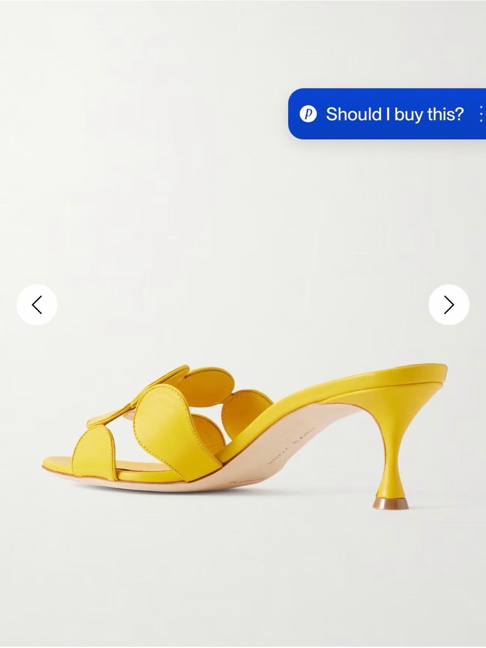 Manolo Blahnik Yellow Circular-Appliqué Kitten-Heel Sandals - Picture 2 of 7